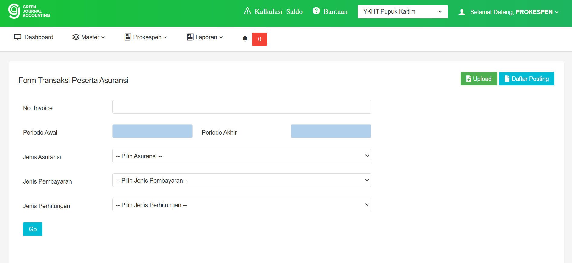 Posting Transaksi Page